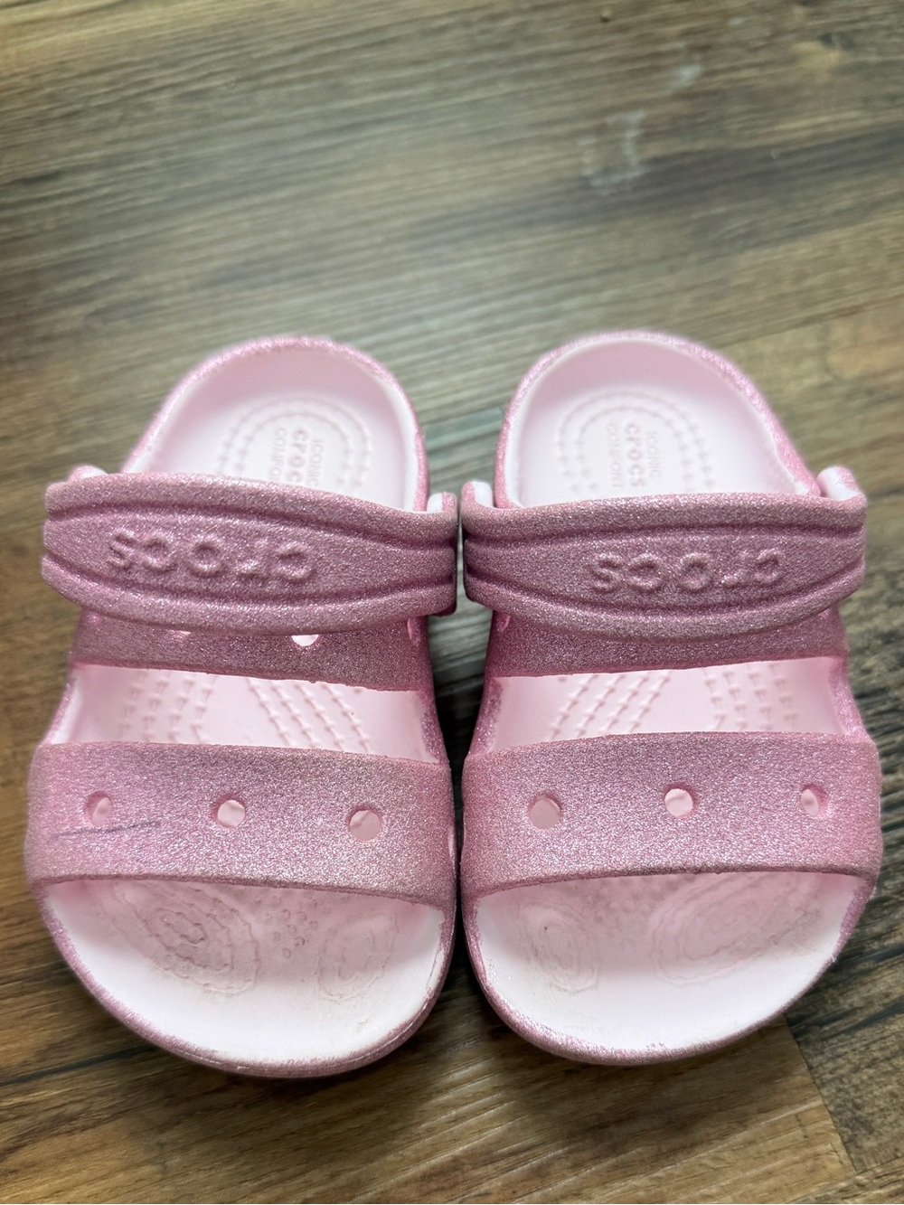 Crocs Toddler Girl Pink Glitter CROCS Sandals - size 6
